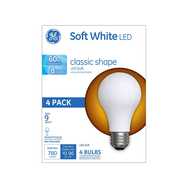 G E LIGHTING 99190 Bombilla LED AG de 8W (Paquete de 4), 16 Piezas