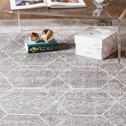Unique Loom Trellis Frieze Collection Lattice Moroccan Geometric Modern Light Gray Area Rug (3' 3 x 5' 3)