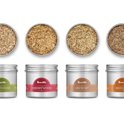 Breville The Smoking Gun Pro Hickory Mesquite Applewood and Cherrywood 4 Piece Woodchip Set - -