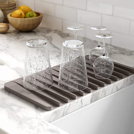 Kraus Self-Draining Silicone Dish Drying Mat or Trivet for Kitchen Counter in Brown, KDM-10BR