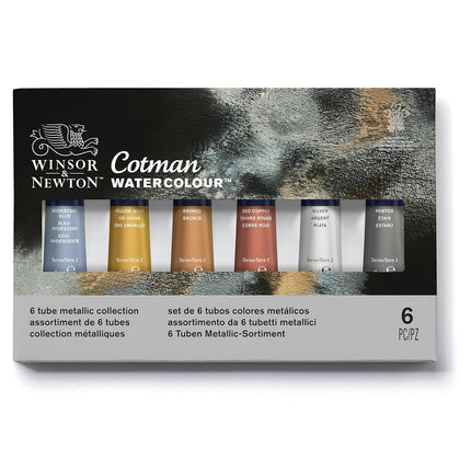 Winsor & Newton, Cotman Watercolour, Metallic Tube Set, 6 x Tubes