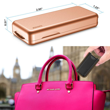 JEINAPA Pill Cutter with Auto Centering Device, Aluminum Pill Splitter with 316L Stainless Blade, Genuine Leather Case, Professional Pill Splitter for Cutting Small Pills or Large Pills (Rose Gold)