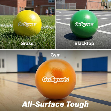 GoSports 6 Inch Soft Skin Foam Playground Dodgeballs - 6 Pack Set for Kids - Multicolor