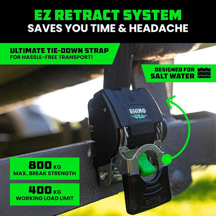 Rhino USA Retractable Boat Transom Straps (2-Pack) - Saltwater Use