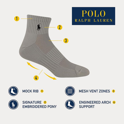 Ralph Lauren Polo Men's 3-Pack Technical Sport Socks- (10-13, Bast)
