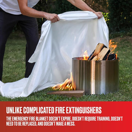 Premium Defense Emergency Fiberglass Fire Blanket, 40” x 40”, 1 Pack
