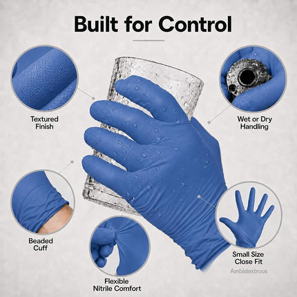 ForPro Disposable Nitrile Gloves, Chemical Resistant, Powder-Free, Latex-Free, Non-Sterile, Food Safe, 4 Mil, Indigo, Medium, 100-Count