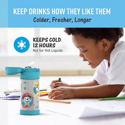THERMOS FUNTAINER Water Bottle with Straw, 12oz, Paw Patrol Blue