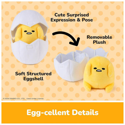 GUND Sanrio Gudetama The Lazy Egg Stuffed Animal, Gudetama in Eggshell Plush Toy for Ages 1 and Up, 5�