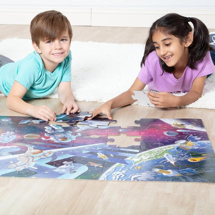 Melissa & Doug Space Glow-in-the-Dark Jigsaw Floor Puzzle – 48 Pieces, Puzzles for 3 year olds, Cardboard puzzle, Montessori toys, Problem solving, Gift for boy or girl - FSC Certified