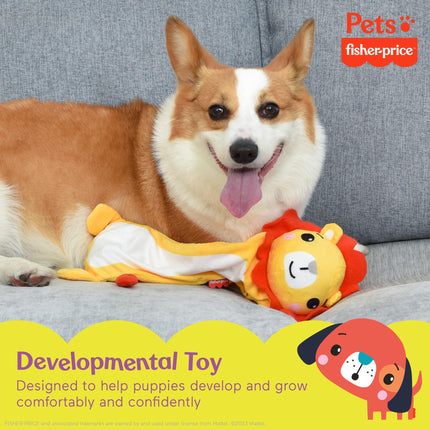 Fisher-Price Calentador de peluche para cachorros - Juguete suave y relajante, apto para microondas y reutilizable - Juguete multifuncional para perros