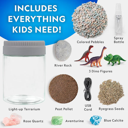 Kit Terrarium Dinosaures National Geographic pour Enfants – Terrarium Lumineux Multicolore, Créez un Habitat de Dinosaures avec de Vraies Plantes et Plus Encore, Kit Scientifique, Jouets Dinosaures pour Enfants