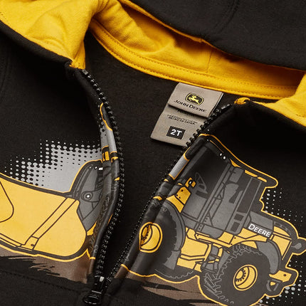 Sweat-shirt à capuche polaire zippé devant pour bébé et jeune enfant John Deere Tractor - noir - 2 ans
