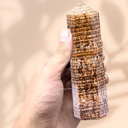 Large Yellow Calcite Crystal Towers ~ Natural Healing Crystal Point Obelisk for Reiki Healing and Crystal Grid (5.5" to 6" INCH)