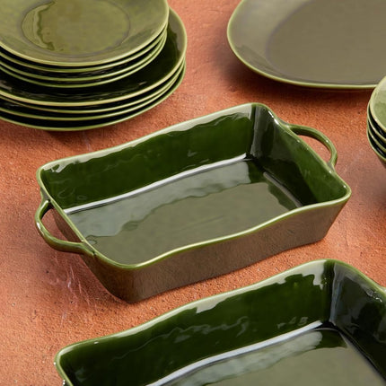 Verde Medium Rectangular Stoneware Baker – 14” x 8.75” x 2.75” – 96oz Deep Dish for Casseroles, Lasagna & Roasting – Oven, Microwave & Dishwasher Safe – Stylish Oven-to-Table Bakeware