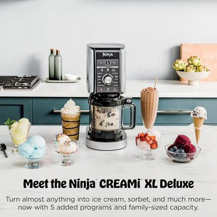 Ninja NC501 CREAMi Deluxe 11-in-1 Ice Cream & Frozen Treat Maker for, Sorbet, Milkshakes, Drinks More, 11 Programs, with 2 XL Family Size Pint Containers, Perfect Kids, Silver, 2 quarts