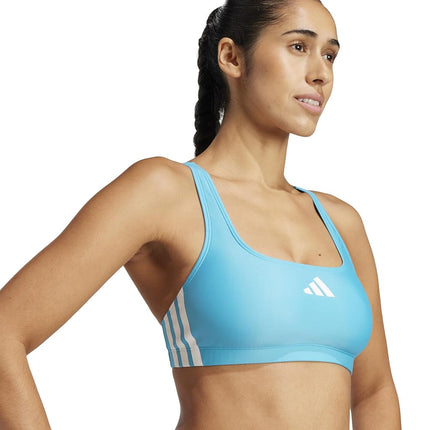 adidas Women's 3 Stripes V Back Bikini, Lucid Cyan/White, 20