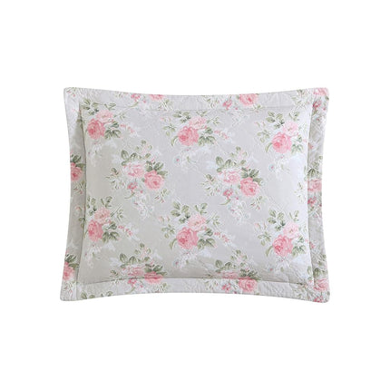 Laura Ashley Reversible Cotton Bedding with Matching Sham(s), Lightweight Home Decor for All Seasons, Melany Pink, Queen