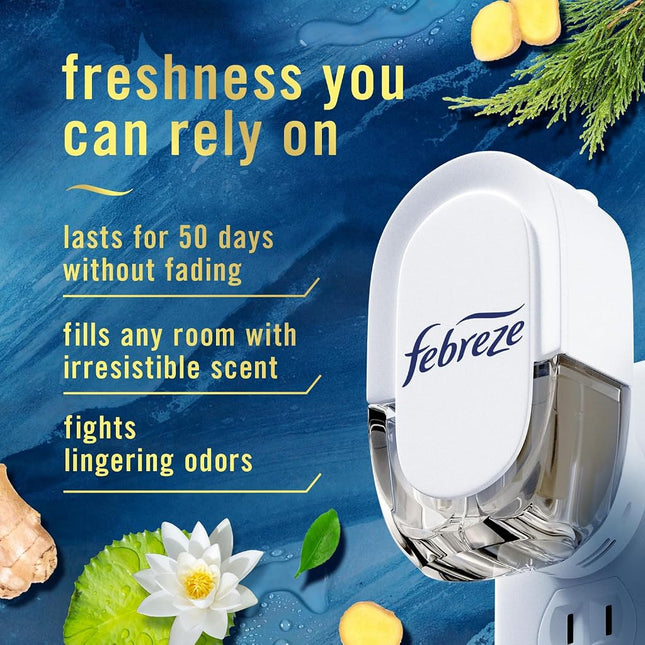 Febreze Plug in Air Fresheners, Ocean, Odor Eliminator for Strong Odors, Scented Oil Refill (3 Count)