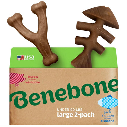 Benebone 2-Pack Fishbone/Wishbone Durable Dog Chew
