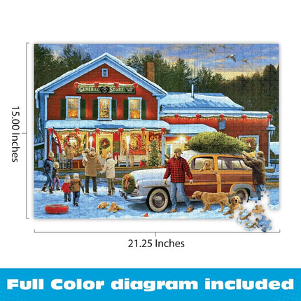 Buffalo Games - Greg Giordano - General Store at Christmas - 500 Piece Jigsaw Puzzle for Adults Challenging Puzzle Perfect for Game Nights - Finished Puzzle Size is 21.25 x 15.00