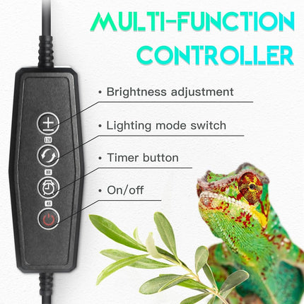 ECKPO Dimmable LED Reptile UVB Lamp, 8000 Hours UVB Duration for Much Longer Lifespan, Adjustable 4/8/12-Hour Cycles, Suitable for Tortoise and Gecko, 4W, S Size