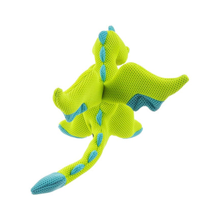 goDog Mesh Dragons Squeaky Plush Dog Toy, Double Chew Guard Technology - Green, Small