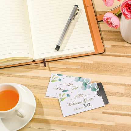 1000 Pcs Hotel Key Card Cover Envelope Sleeve Holder Green Leaves Hotel Key Card Envelope Keycard Envelope Sleeve to Welcome Guests Hotel Key Card Envelopes 2-3/8 x 3-1/2 Inch