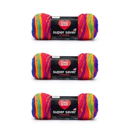 Red Heart Super Saver Favorite Stripe Yarn - 3 Pac