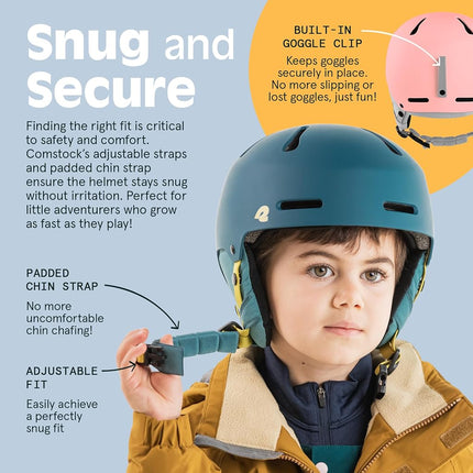Casco de esquí y snowboard Retrospec Comstock para niños - Cubierta de ABS duradera, espuma protectora de EPS y orificios de ventilación - Ajuste regulable para niños y niñas - Rosa mate, 48-51 cm Extrapequeño, 4800