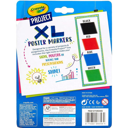 Crayola Project XL Poster Markers 4/Pkg-Classic Colors