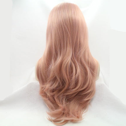Xiweiya peach red Wigs For Women Rosie Whiteley Hairstyle Rose Gold Pastel Pink Wig Girls Synthetic Lace Front Wig With Heat Resistant 24 inch