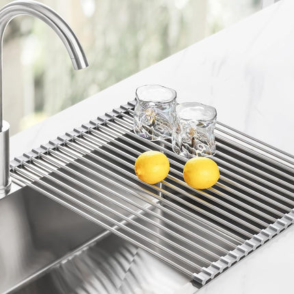 Tomorotec Roll Up Dish Drying Rack Over Sink, 304 Steel, 21x15.5, Grey