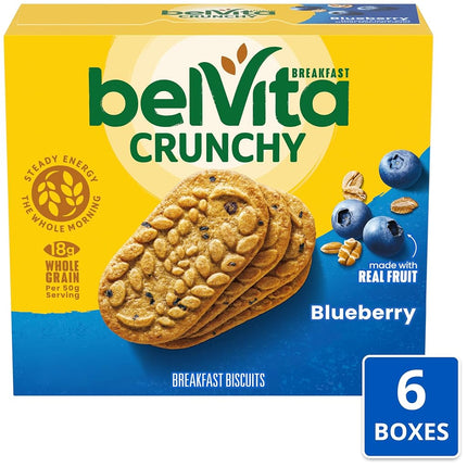 belVita Blueberry Breakfast Biscuits, 5 Count Box, 8.8 Ounce (Pack of 6)