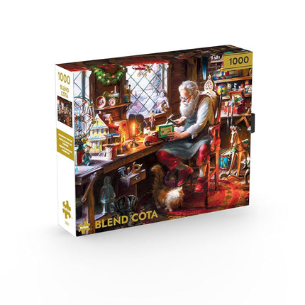 Buffalo Games – Santa in His Workshop – 1000 Piece Jigsaw Puzzle - Premium Gold Collection Giftable Puzzle for Adults – Precision-Cut Pieces, Beautiful Artwork