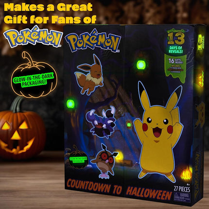 Pokémon 2024 Halloween Countdown Advent Calendar for Kids, 16 Gift Playset - 13 Days of Reveal with 11 Toy Character Figures & 5 Accessories - Pikachu, Eevee, Meowth & More - 4.5" Deluxe Action