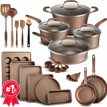 Pots and Pans Set, 23-Piece Non Stick Cookware & B