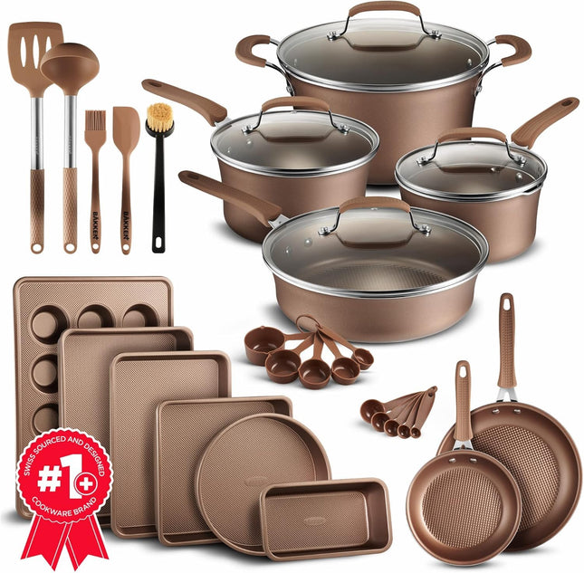 Pots and Pans Set, 23-Piece Non Stick Cookware & B