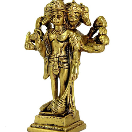 eSplanade Brass Panchmukhi Hanuman Anjaneya Pavan Putra Bajrangbali Idol Murti Moorti Statue - 6.5 inches | Pooja Idols