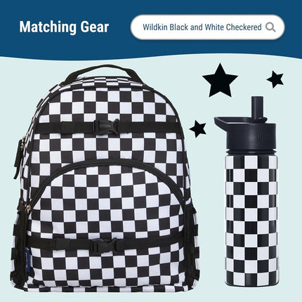 Wildkin Kids ECO rPET Insulated Lunch Box – Keeps Food Hot or Cold, Easy-Clean Lining, Mesh Pockets & BPA-Free – Boys & Girls, Ideal for School, Travel & Daycare – Black and White Checkered