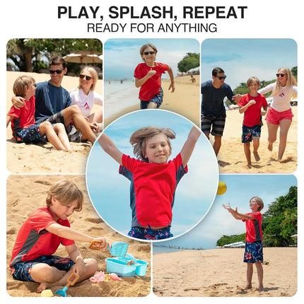 Kanu Surf Big Boys' CB Swim Shirt, Red, Large (12)