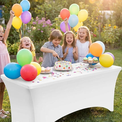 Utopia Kitchen Spandex Tablecloth 2 Pack [4FT, White] Tight, Fitted, Washable and Wrinkle Resistant Stretch Rectangular Patio Table Cover for Event, Wedding, Banquet & Parties [48Lx30Wx30H] Inches
