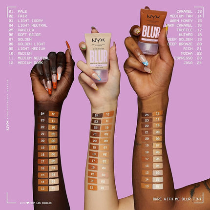 NYX PROFESSIONAL MAKEUP Bare With Me Blur, Skin Tint Foundation with Matcha, Glycerin and Niacinamide - Deep Golden