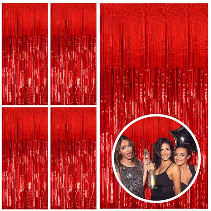 5 Pack Red Streamers Party Backdrop Christmas Deco