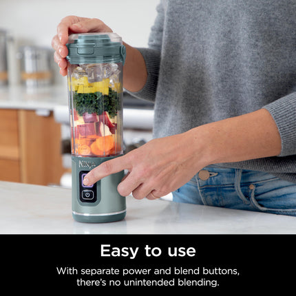 Ninja Blast Batidora Portátil y Accesorios, Sin Cable, Vaso de 530 ml, Batidora Personal para Batidos y Smoothies, Tapa Antiderrames y Boquilla, Cable USB-C, Piezas Aptas para Lavavajillas, Sin BPA, Sage Suave, CL155ASG