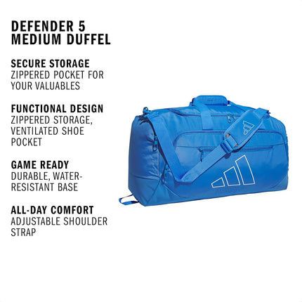 adidas Defender 5 Small Duffel, Ray Blue/White/Medium 59L, One Size, Medium
