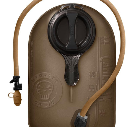 Poche d'hydratation tactique CamelBak Mil Spec Crux 3L, 100oz – Débit d'eau plus rapide – Réservoir d'eau anti-fuite – Forme ergonomique – Valve Big Bite – Sans BPA, marron