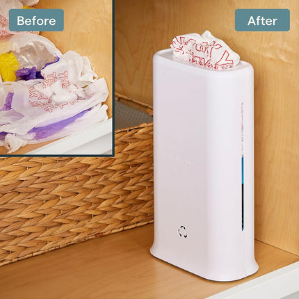 YouCopia StoraBag Space-Saving Plastic Bag Dispenser, Organizer for Kitchen Cabinet or Pantry Storage, One-Size, Speckled White