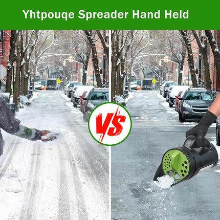 Yhtpouqe Hand held Spreader, Seed Spreader for Ice Melt, Grass Seed, Fertilizer Lawn and Garden. Multiple Adjustable Opening Sizes for Salt,Ice Melt, Up to 80 Oz