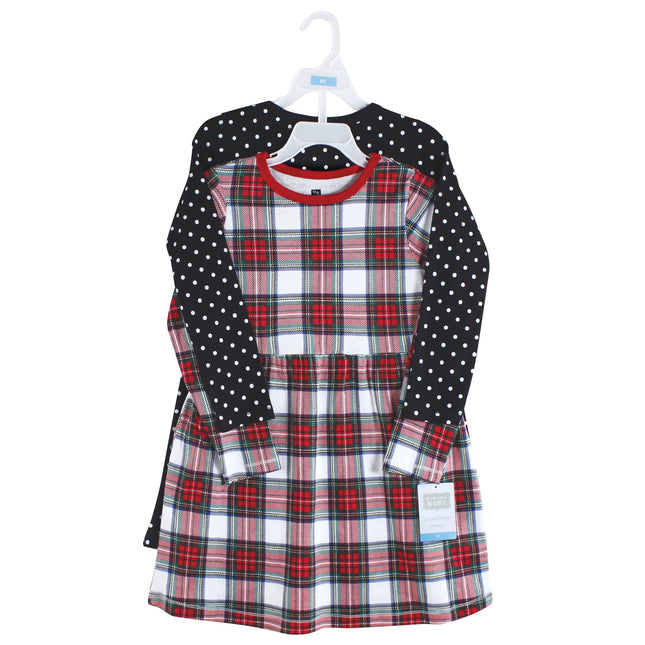 Hudson Baby Baby Girls' Cotton Dresses, White Tartan, 3-6 Months